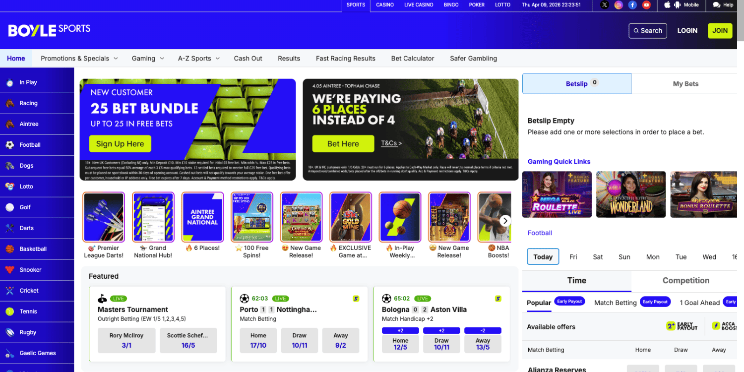 Boyle Sports betting site not on GamStop – dual UKGC licence with competitive racing odds